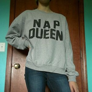 Grey oversized nap queen crew neck sweater